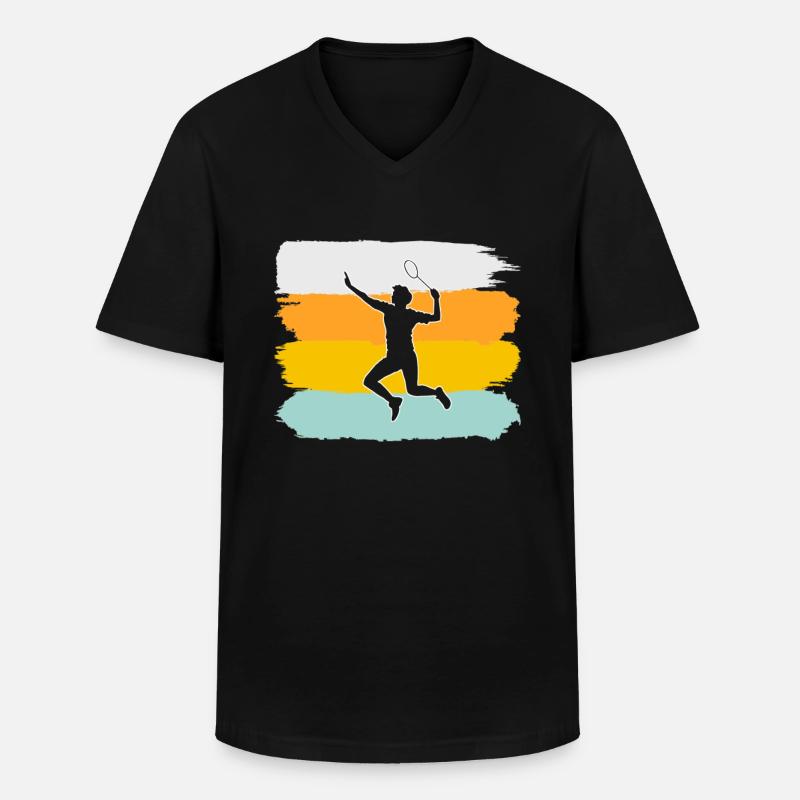 Badminton Retro - Männer-T-Shirt mit V-Ausschnitt - Schwarz