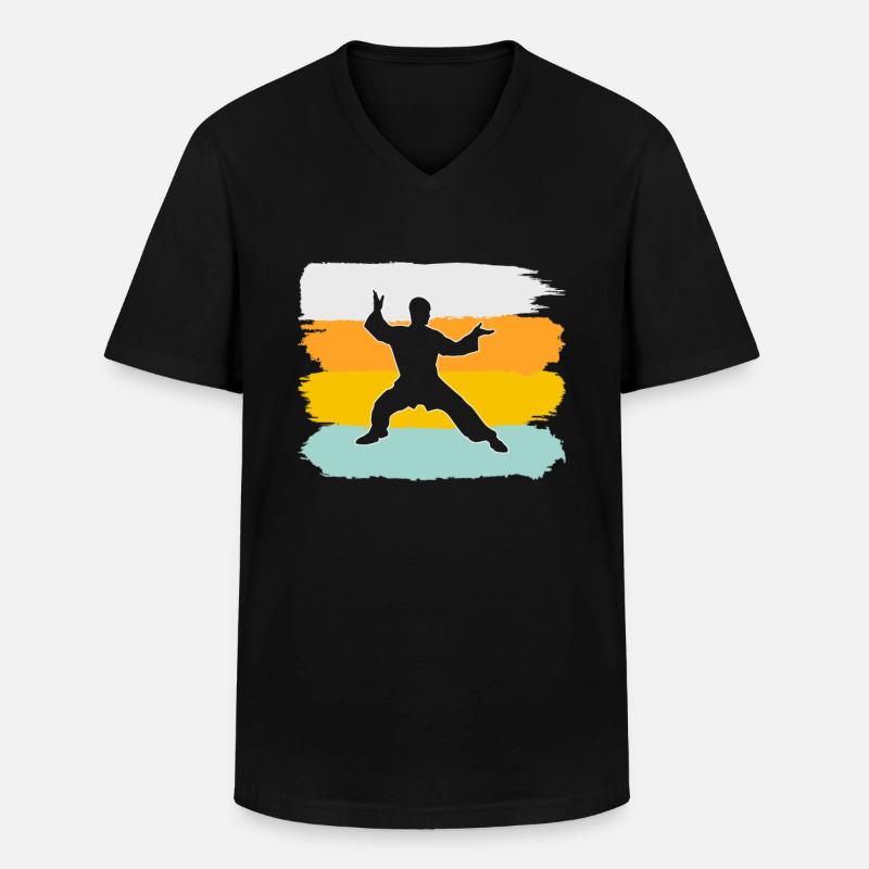 Kampfsport Retro - Männer-T-Shirt mit V-Ausschnitt - Schwarz