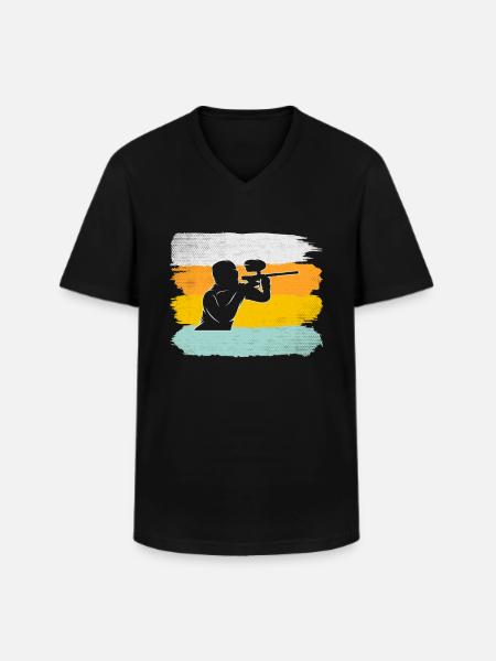 Paintball Rétro - T-shirt col V Homme - noir