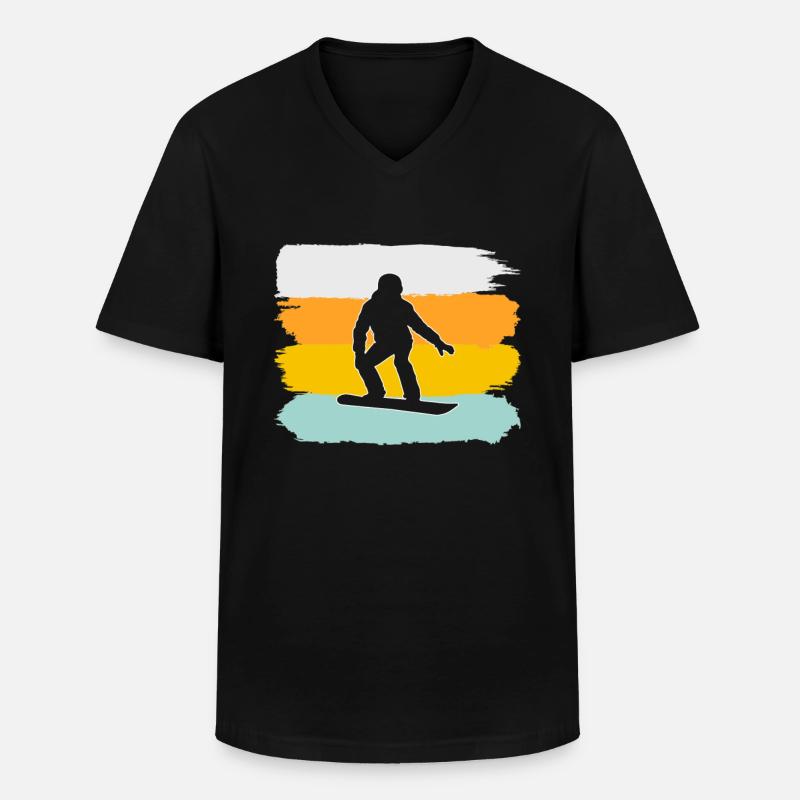 Snowboarden Retro - Männer-T-Shirt mit V-Ausschnitt - Schwarz