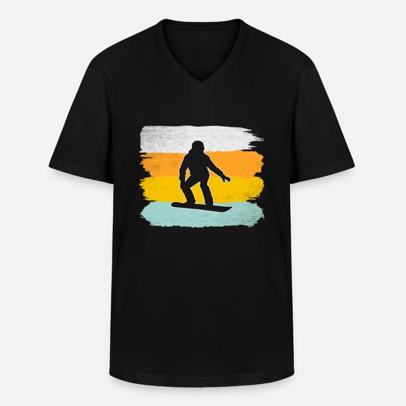 Snowboarden Retro - Männer-T-Shirt mit V-Ausschnitt - Schwarz