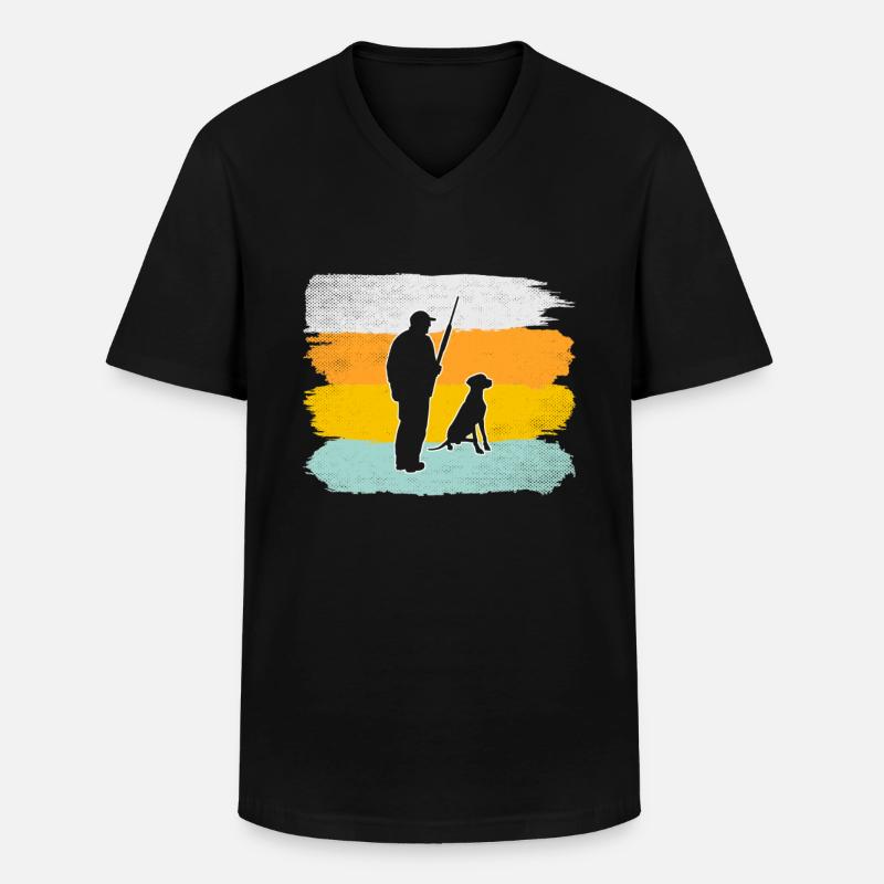 Jagen Retro - Männer-T-Shirt mit V-Ausschnitt - Schwarz
