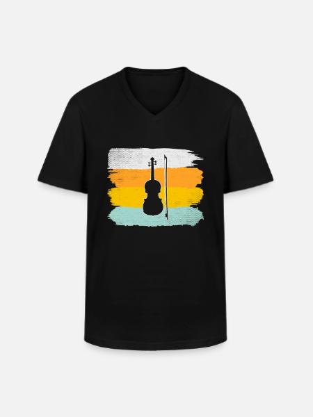 Violon Rétro - T-shirt col V Homme - noir
