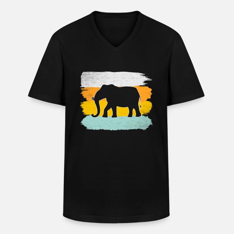 Elefant Retro - Männer-T-Shirt mit V-Ausschnitt - Schwarz