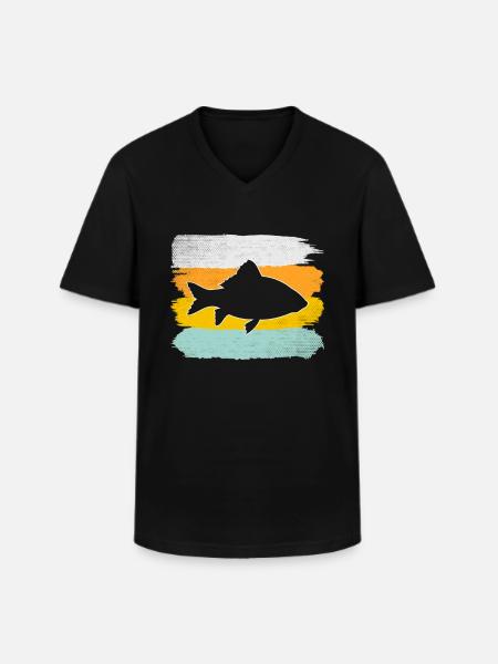 Fisch Retro - Männer-T-Shirt mit V-Ausschnitt - Schwarz