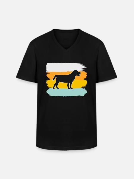 Dog Retro - Men's V-Neck T-Shirt - black