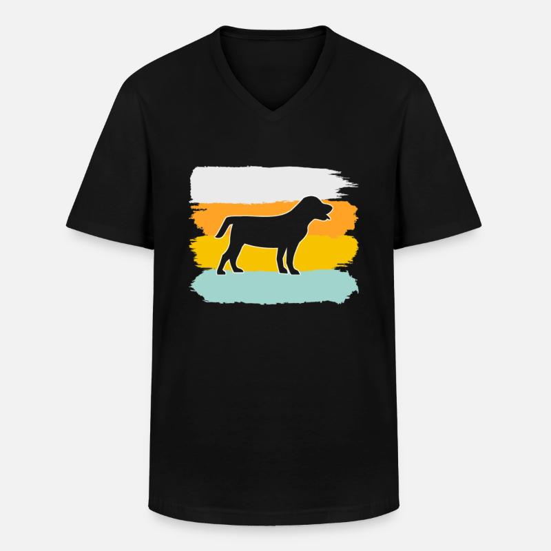 Hund Retro - Männer-T-Shirt mit V-Ausschnitt - Schwarz