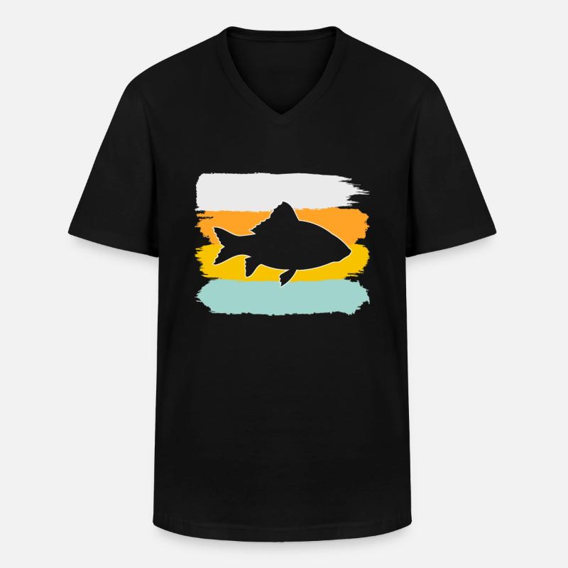 Fisch Retro - Männer-T-Shirt mit V-Ausschnitt - Schwarz