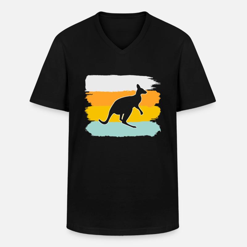 Känguru Retro - Männer-T-Shirt mit V-Ausschnitt - Schwarz
