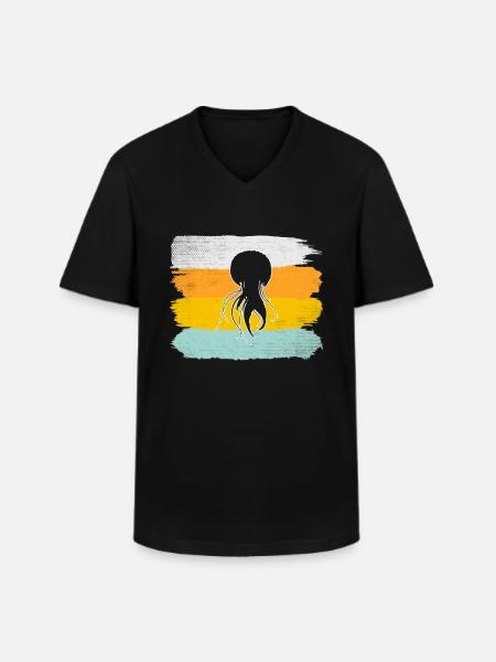Jellyfish Retro - Men's V-Neck T-Shirt - black