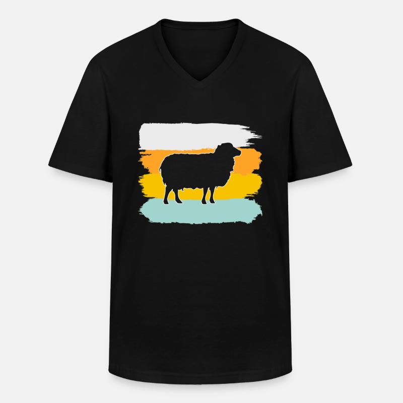 Schaf Retro - Männer-T-Shirt mit V-Ausschnitt - Schwarz