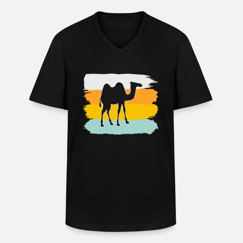 Kamel Retro - Männer-T-Shirt mit V-Ausschnitt - Schwarz