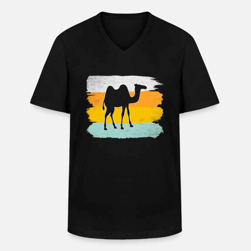 Kamel Retro - Männer-T-Shirt mit V-Ausschnitt - Schwarz