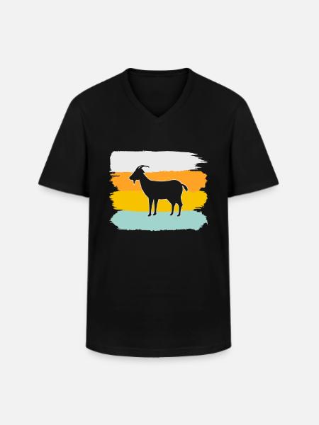 Goat Retro - Men's V-Neck T-Shirt - black