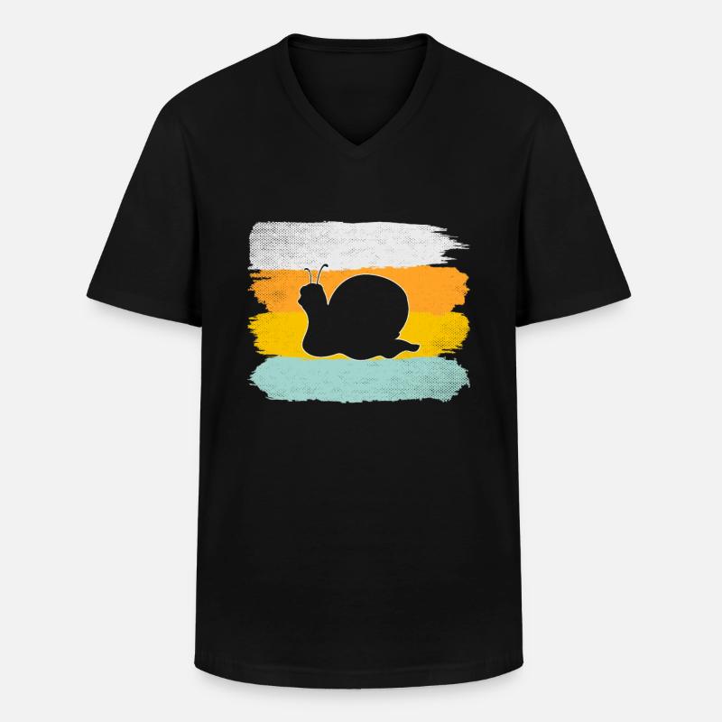 Schnecke Retro - Männer-T-Shirt mit V-Ausschnitt - Schwarz