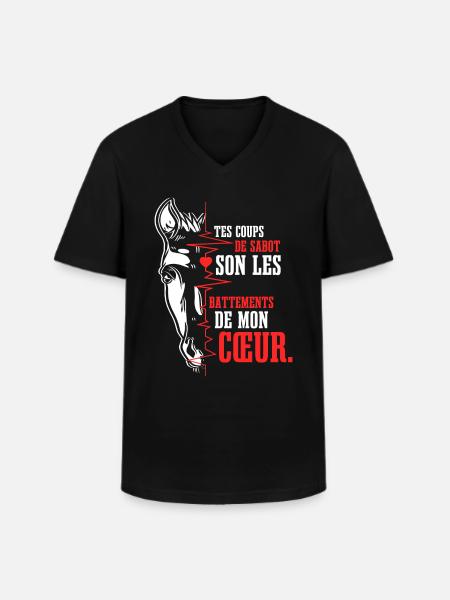 Cœur battant cheval - T-shirt col V Homme - noir