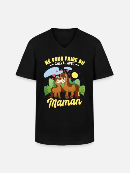 Cheval Avec Maman - T-shirt col V Homme - noir
