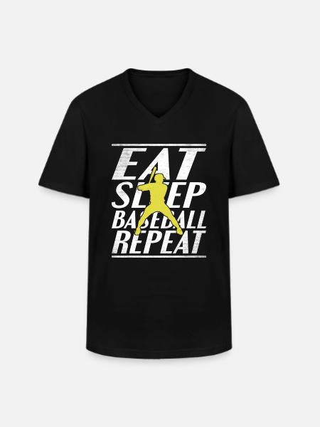 Eating Sleeping Baseball - Men's V-Neck T-Shirt - black