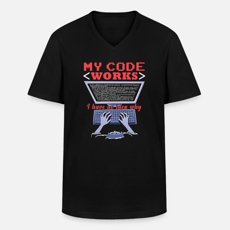 Fuuny Coder Programmierer - Männer-T-Shirt mit V-Ausschnitt - Schwarz