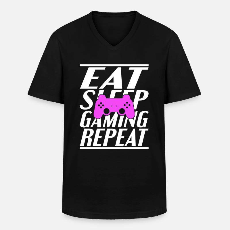 Manger dormir Jeu - T-shirt col V Homme - noir