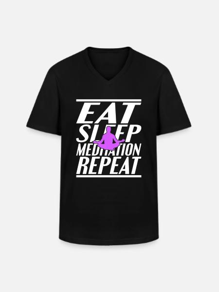 Manger dormir Méditer - T-shirt col V Homme - noir