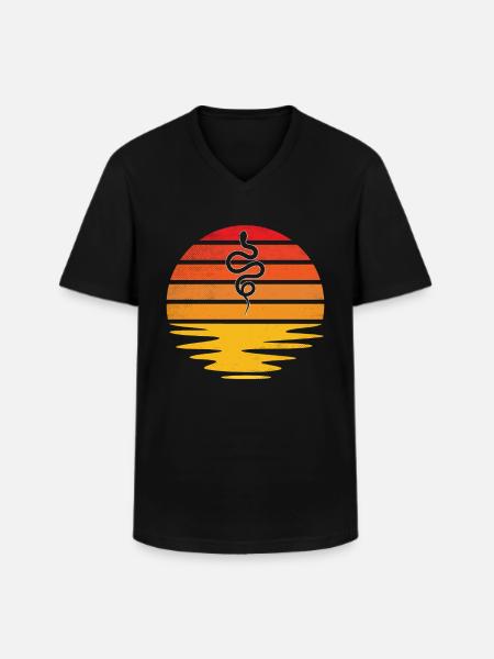 Serpent Rétro - T-shirt col V Homme - noir