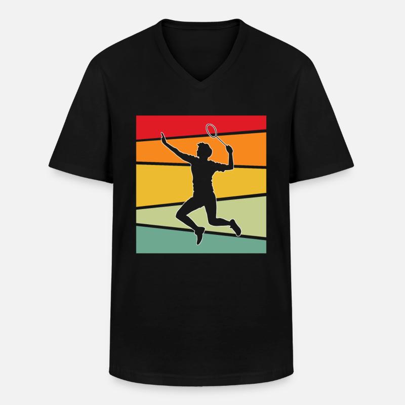 Badminton Retro - Männer-T-Shirt mit V-Ausschnitt - Schwarz