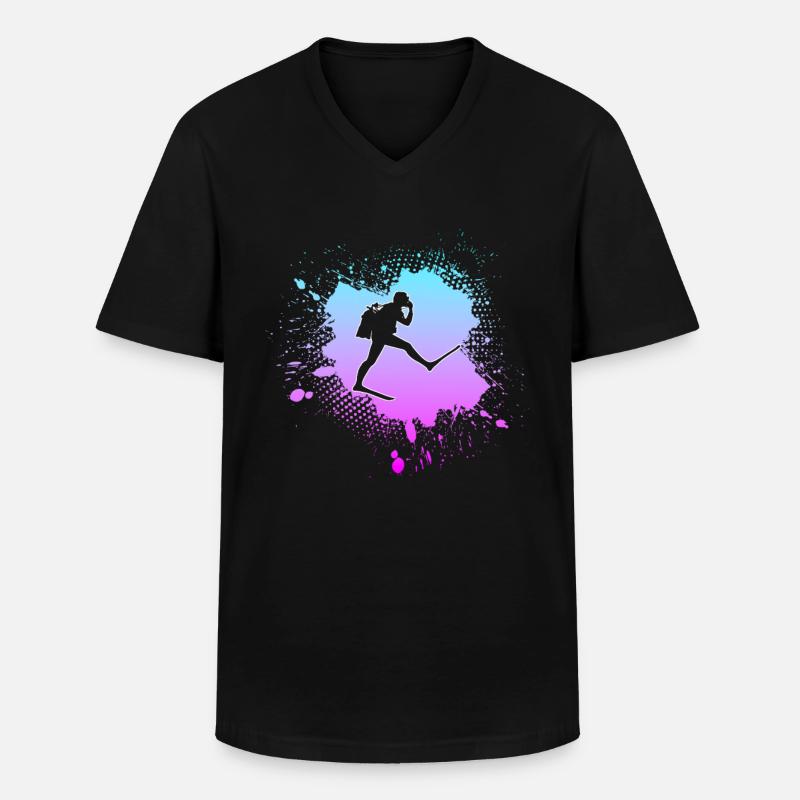 Tauchen - Männer-T-Shirt mit V-Ausschnitt - Schwarz