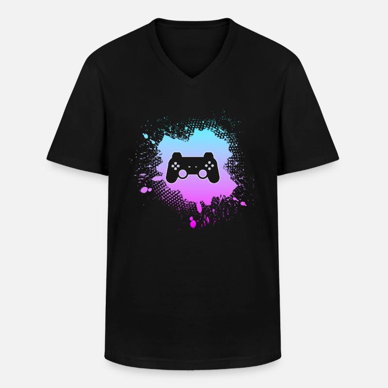 Gaming - Männer-T-Shirt mit V-Ausschnitt - Schwarz