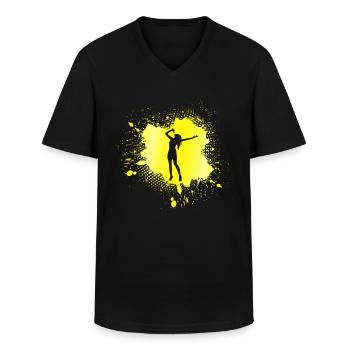 Singen - Männer-T-Shirt mit V-Ausschnitt - Schwarz - Vorne - AI Model Male 178 dark (178cm)