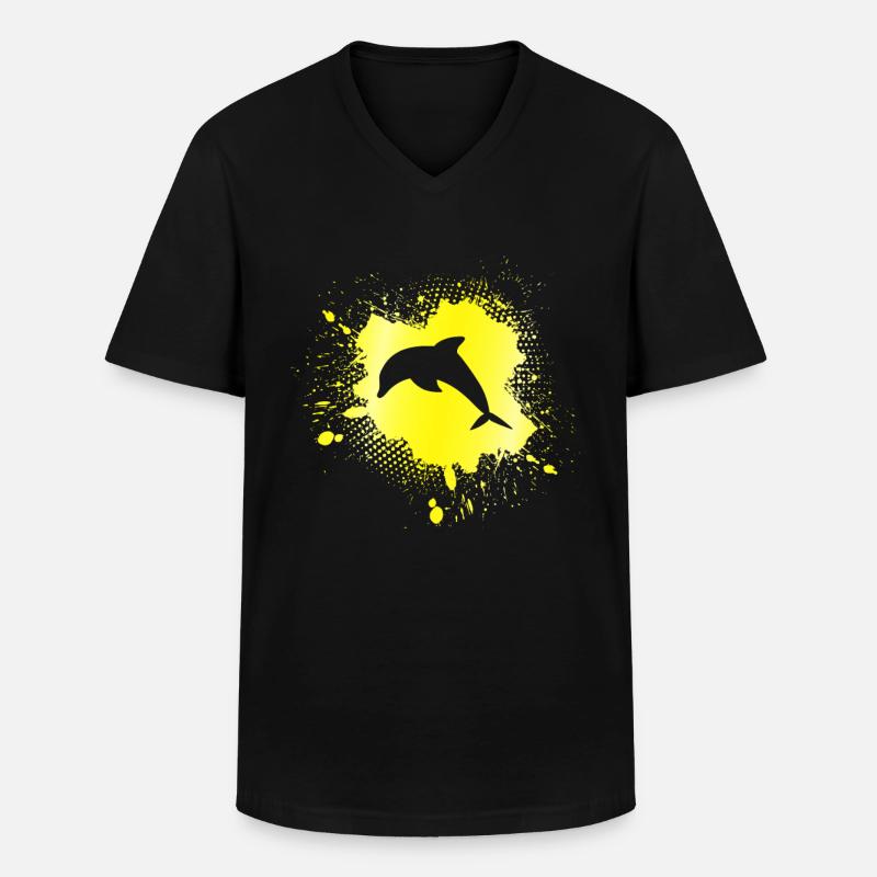 Delfin - Männer-T-Shirt mit V-Ausschnitt - Schwarz
