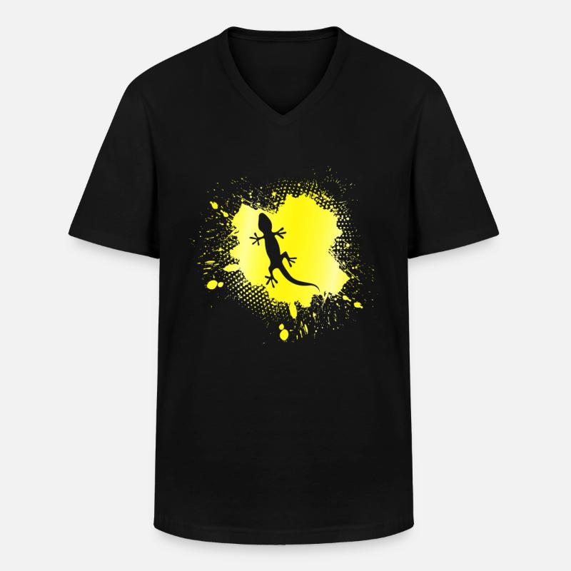 Eidechse - Männer-T-Shirt mit V-Ausschnitt - Schwarz
