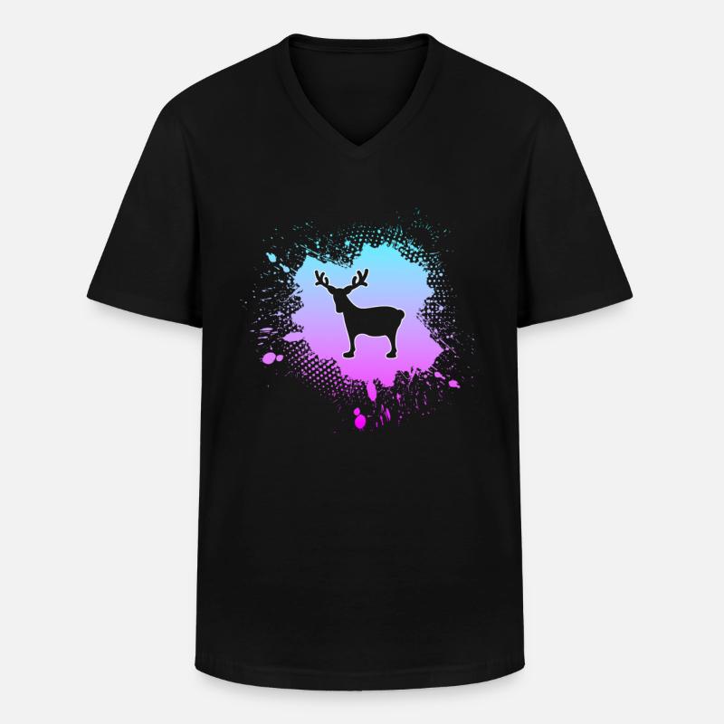 Elch - Männer-T-Shirt mit V-Ausschnitt - Schwarz