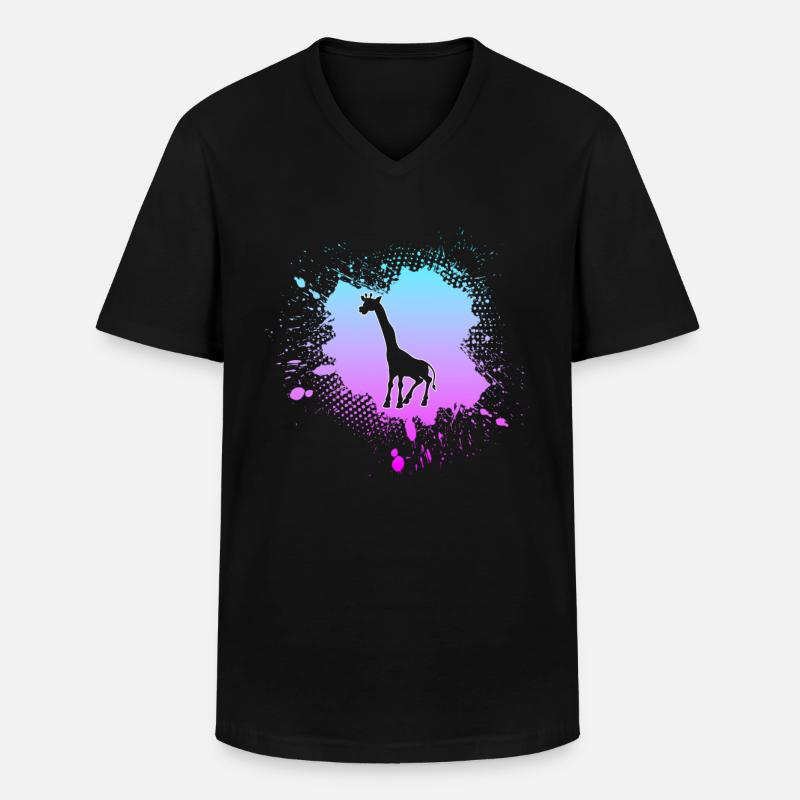 Giraffe - Männer-T-Shirt mit V-Ausschnitt - Schwarz