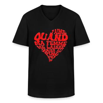 Ping Pong Homme Humour Tennis Da Table - T-shirt col V Homme - noir - Devant - AI Model Male 178 dark (178cm)