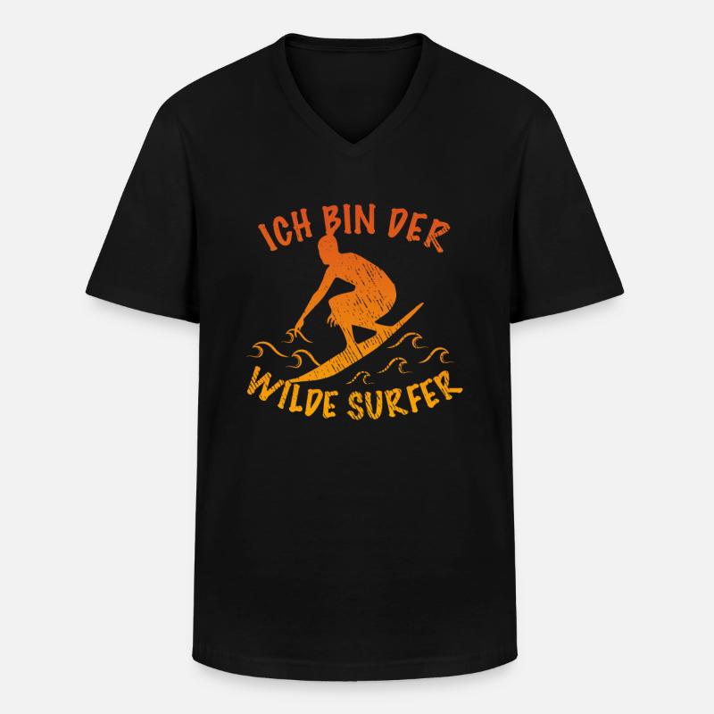 Surfen Spruch - Männer-T-Shirt mit V-Ausschnitt - Schwarz