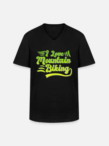 I love mountain biking - Men's V-Neck T-Shirt - black