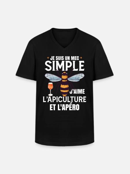 Apiculture Et L'Apéro - T-shirt col V Homme - noir