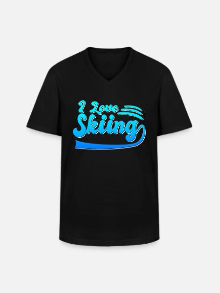 I love skiing - Men's V-Neck T-Shirt - black