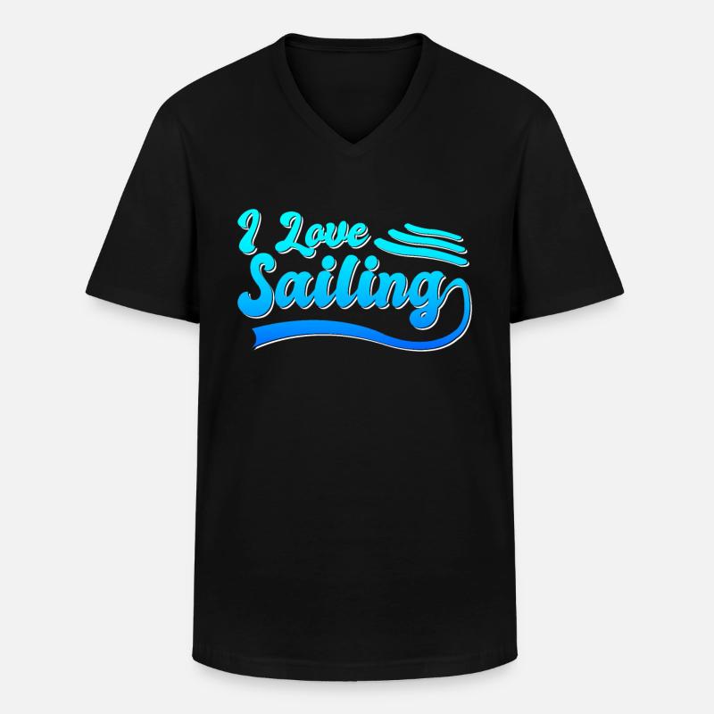 Ich liebe Segeln - Männer-T-Shirt mit V-Ausschnitt - Schwarz