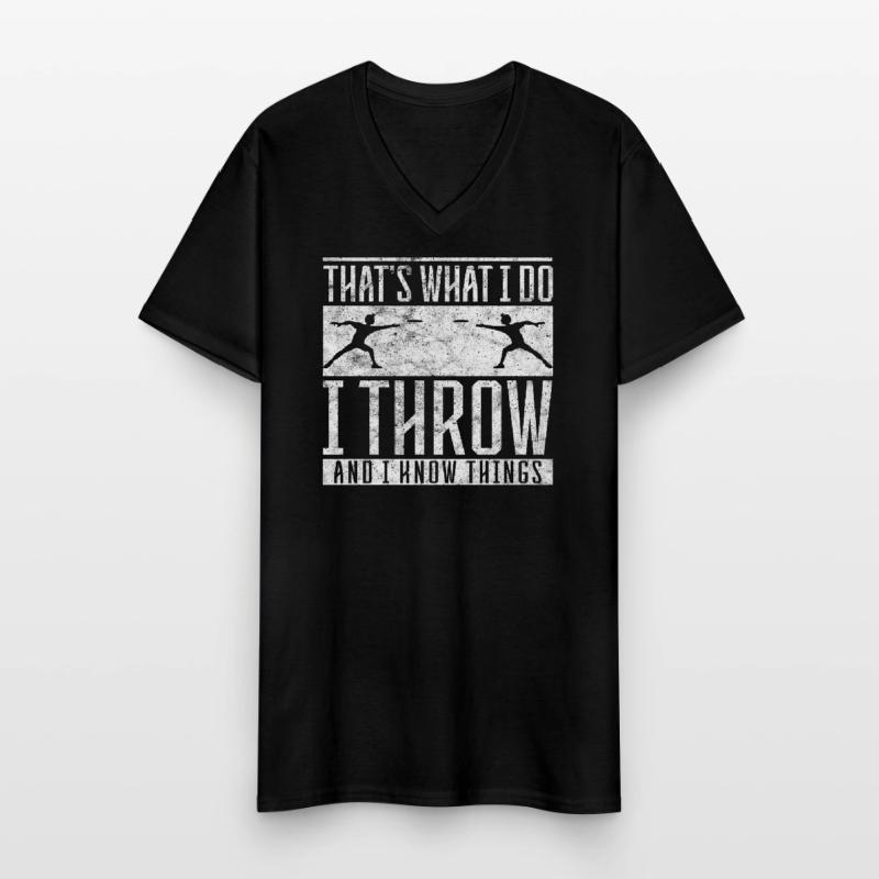 Diskus I do I throw and I know things Diskuswerfer Männer-T-Shirt mit V-Ausschnitt