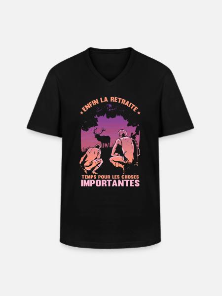 Retraite Chasseur - T-shirt col V Homme - noir