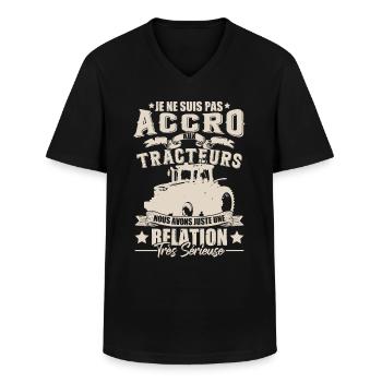 Fermier Drole Agriculture Humour Tracteur - T-shirt col V Homme - noir - Devant - AI Model Male 178 dark (178cm)