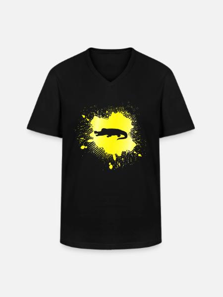 Crocodile - Men's V-Neck T-Shirt - black