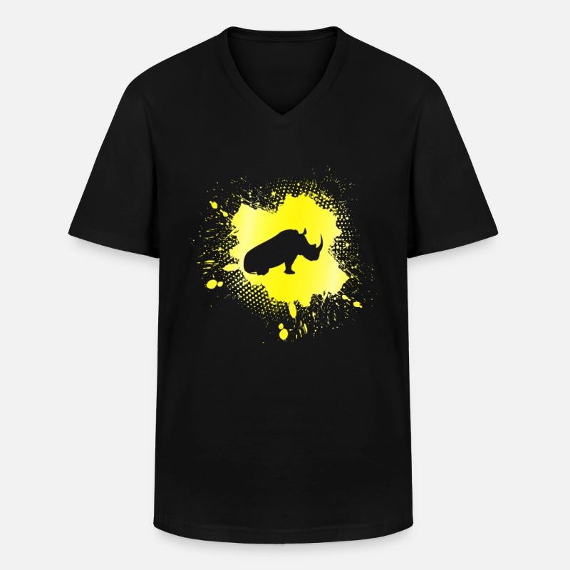 Rhinoceros - Men's V-Neck T-Shirt - black