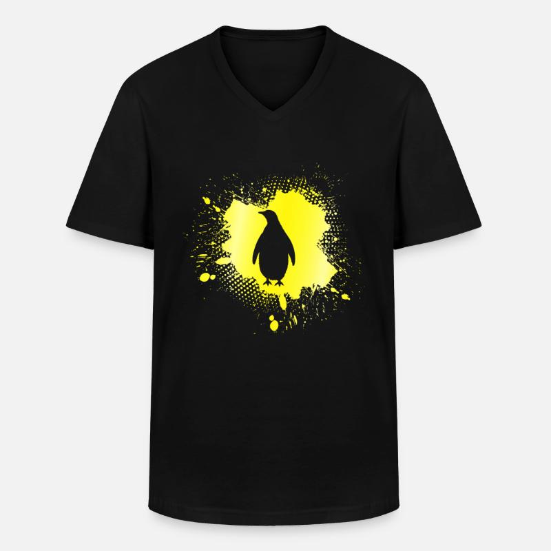 Pinguin - Männer-T-Shirt mit V-Ausschnitt - Schwarz