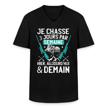 Amusant Chasse au Sanglier Chasseur humoristique - T-shirt col V Homme - noir - Devant - AI Model Male 178 dark (178cm)