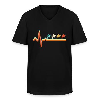 skaten Retro Herzschlag - Männer-T-Shirt mit V-Ausschnitt - Schwarz - Vorne - AI Model Male 178 dark (178cm)