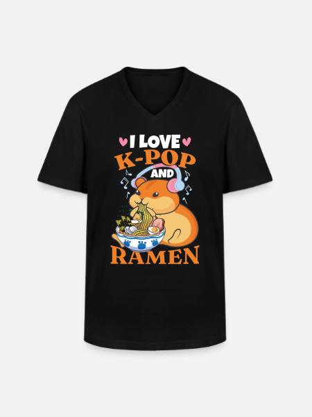 I Love K-Pop And Ramen - Men's V-Neck T-Shirt - black