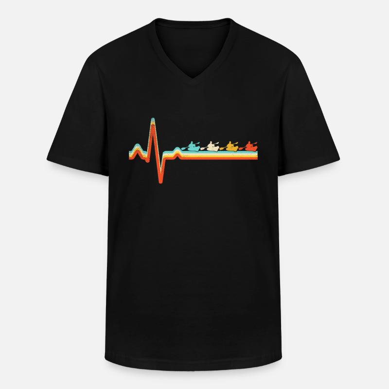 Kayak Retro Herzschlag - Männer-T-Shirt mit V-Ausschnitt - Schwarz